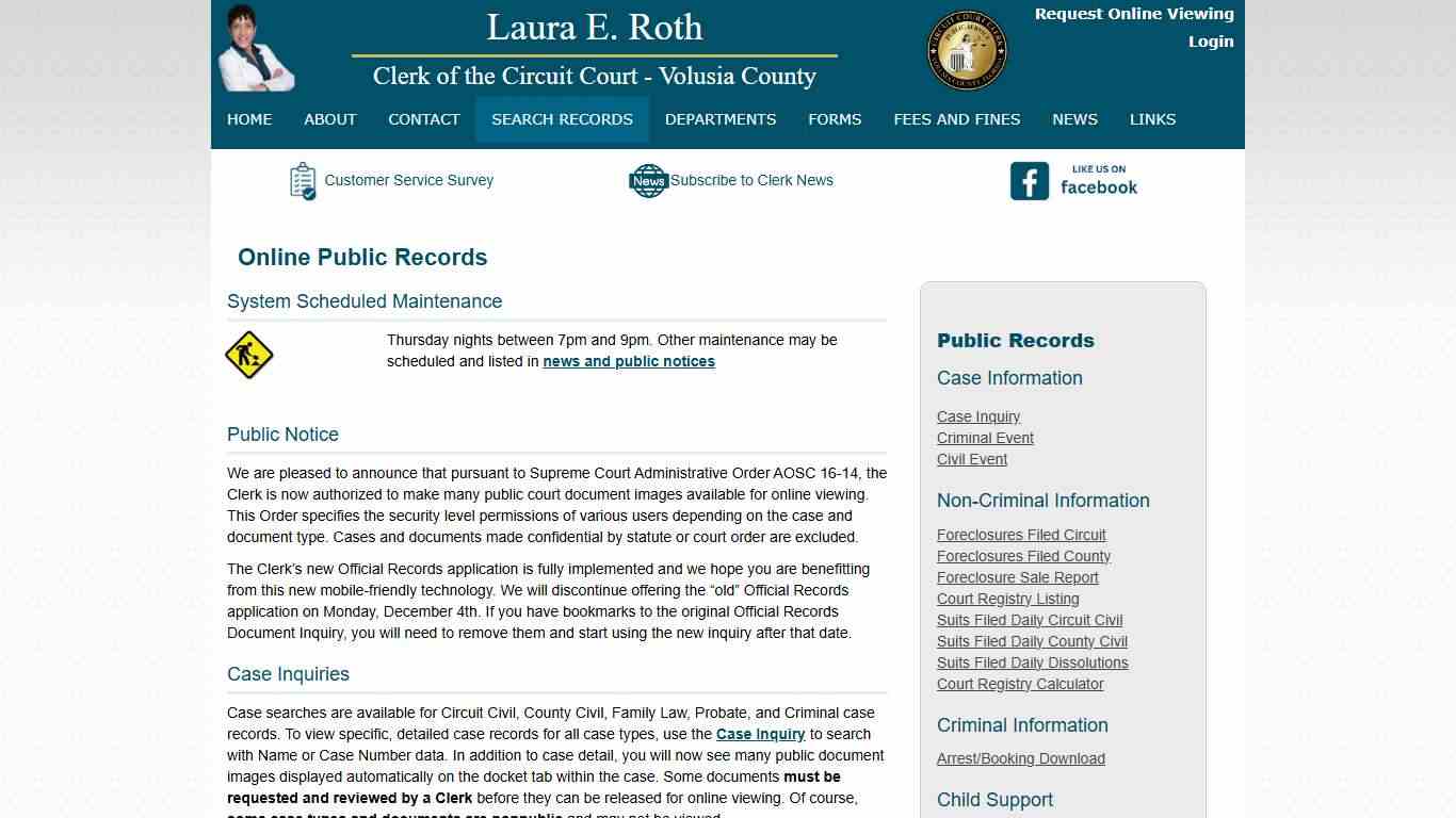 LAURA E. ROTH | Clerk of the Circuit Court, Volusia County Florida